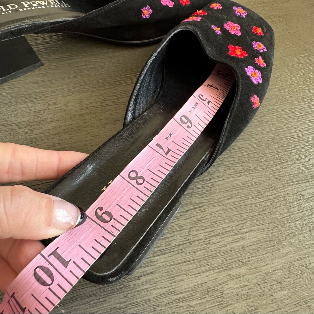 Vintage Embroidered Kitten Heels Mules Harold Powell Leather Suede Block Heels - Picture 12 of 12